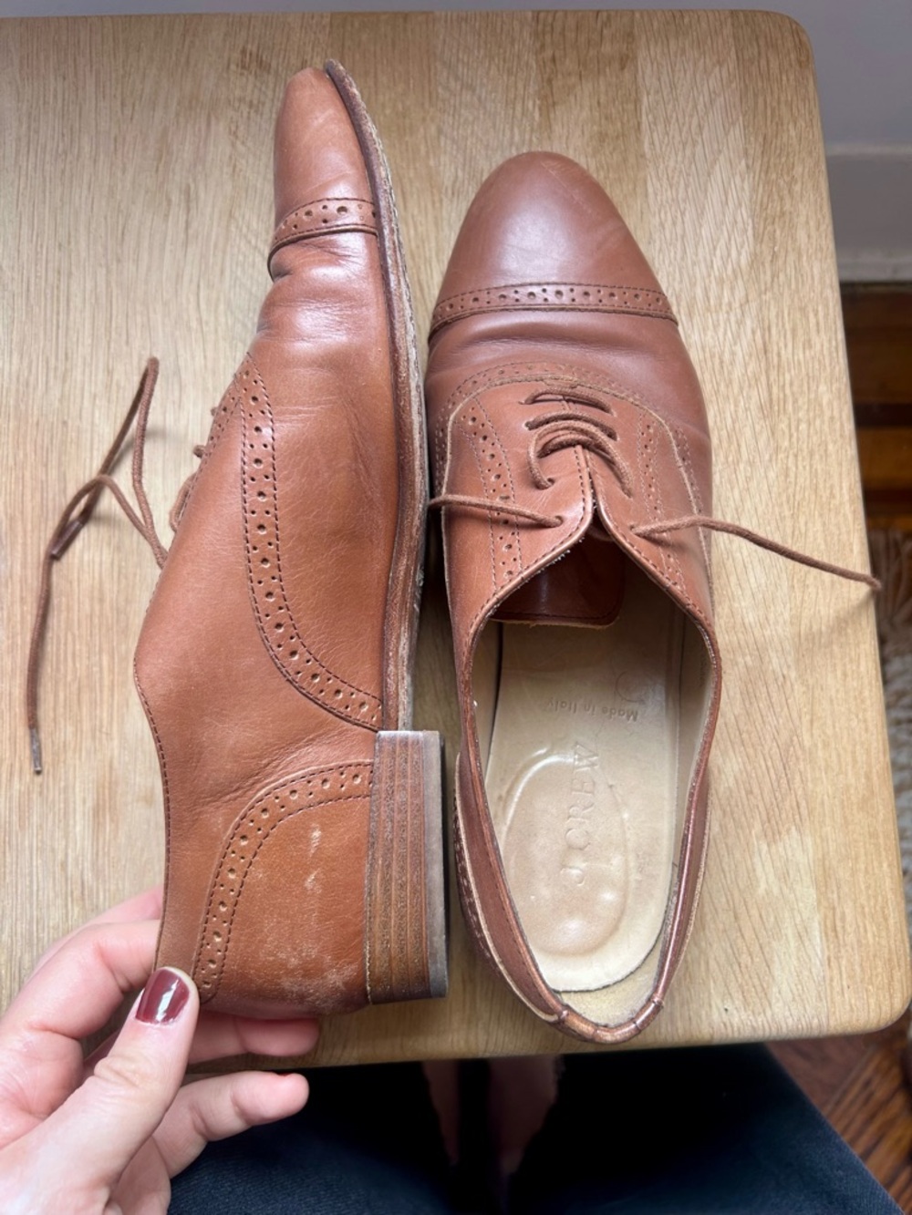 J. Crew Women's Tan Leather Oxford Derbys